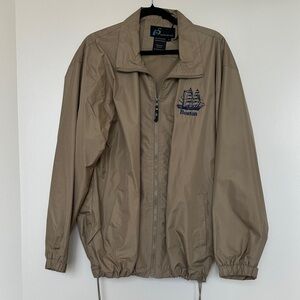 Tan Windbreaker Jacket with Boston Embroidery